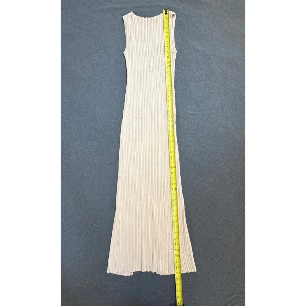Quince Womens M Cotton Cashmere Ribbed Sleeveless Midi Dress Heather Oatmeal - Picture 10 of 12